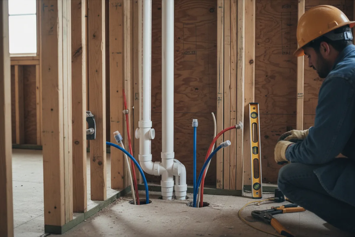 Drain and supply rough-in during Drain Cleaning in El Monte