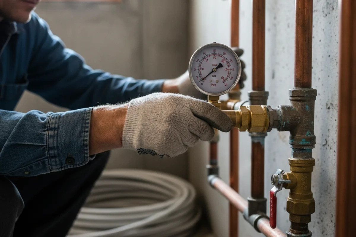 Pressure testing a repaired line during Water Line Repair in El Monte